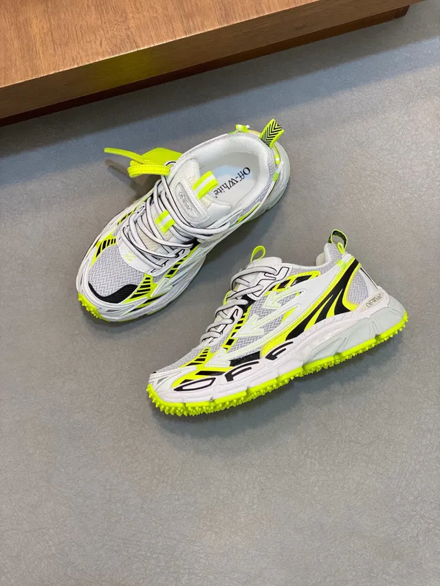 Off-White 黄色鞋底 霓虹几何叠加 厚底运动鞋 6