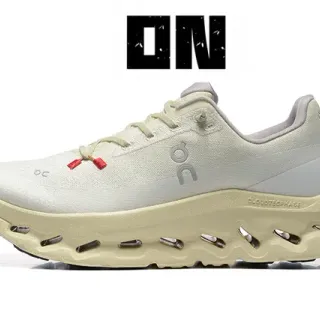 On Beige Red Engineered Knit Upper Open-Cell CloudTec Phase Midsole Running Shoes