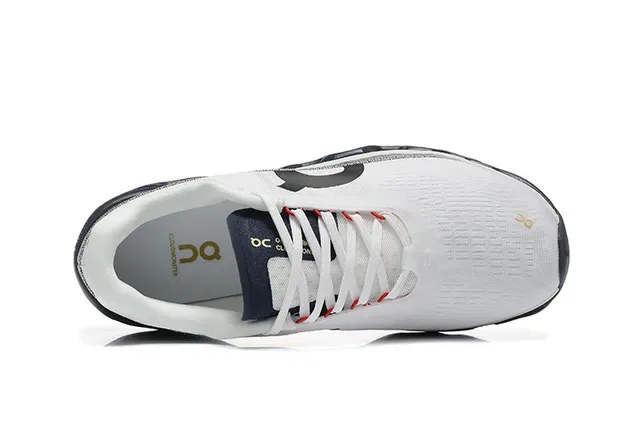 On Cloudmonster White Navy Gold Running Shoes 3