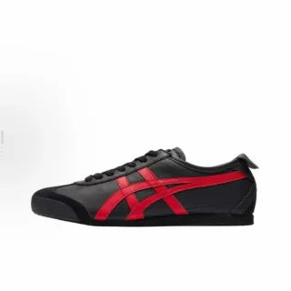 Onitsuka Tiger Black Red Low-Top Leather-Suede Upper Lifestyle Sneakers