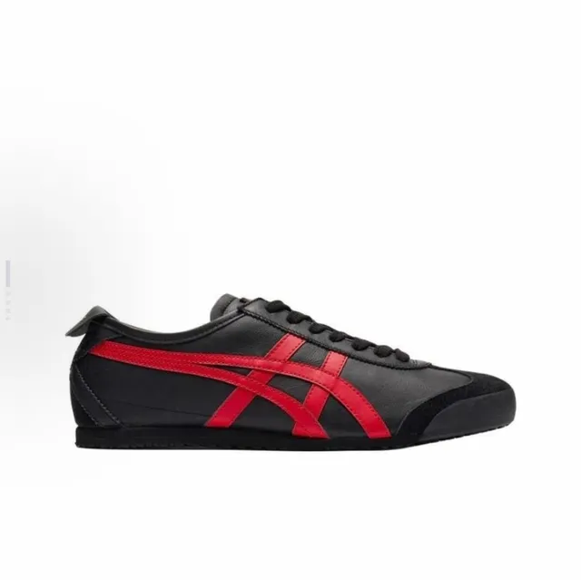 Onitsuka Tiger Black Red Low-Top Leather-Suede Upper Lifestyle Sneakers 6