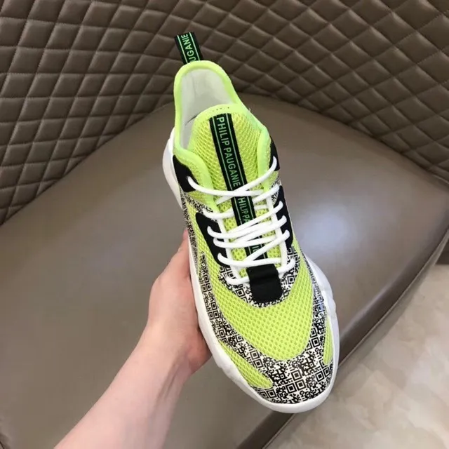 Philipp Plein Active Runner সবুজ কালো নকশাকৃত মিডসোল নিওন লাইম মেশ চাঙ্কি স্নিকার 5