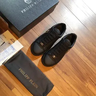 Philipp Plein Black Gold लेदर जैसी अपर हार्डवेयर एक्सेंट्स लाइफस्टाइल स्नीकर