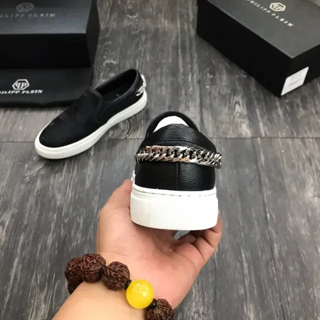 Philipp Plein 黑白 套脚 刺绣花卉面板 生活休闲鞋 3