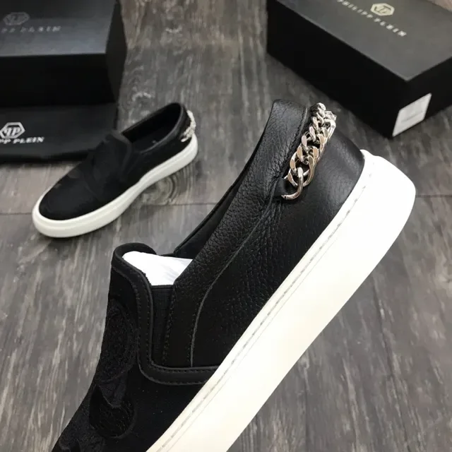 Philipp Plein 黑白 套脚 刺绣花卉面板 生活休闲鞋 4