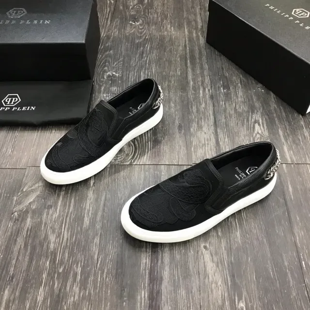 Philipp Plein 黑白 套脚 刺绣花卉面板 生活休闲鞋 8
