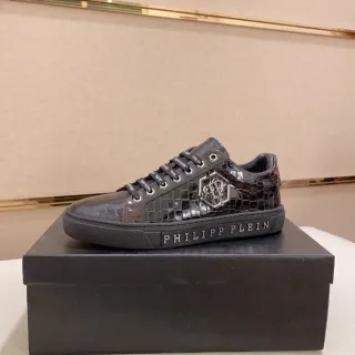 Philipp Plein Croc-Embossed Patent Leather Black Lifestyle Sneakers