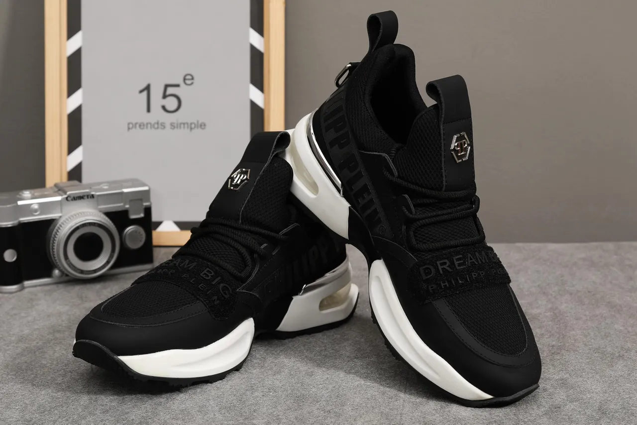 Philipp Plein Dream '78%-Nitrogen' Tênis pretos e brancos chunky 4
