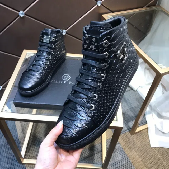 Philipp Plein High-Top Croc-Embossed Black Lifestyle Sneakers 2