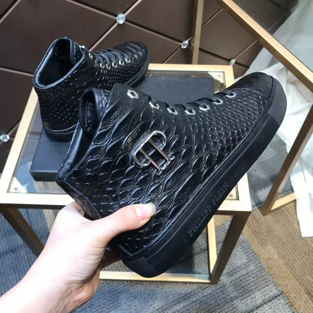 Philipp Plein High-Top Croc-Embossed Black Lifestyle Sneakers 4