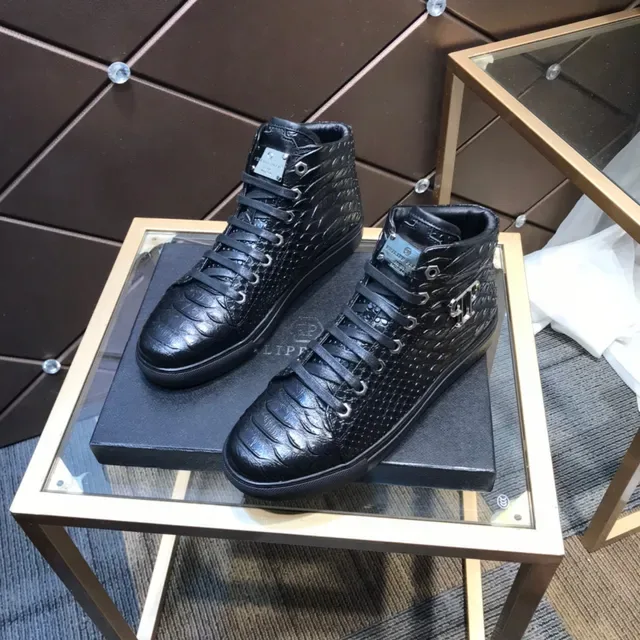 Philipp Plein High-Top Croc-Embossed Black Lifestyle Sneakers 8