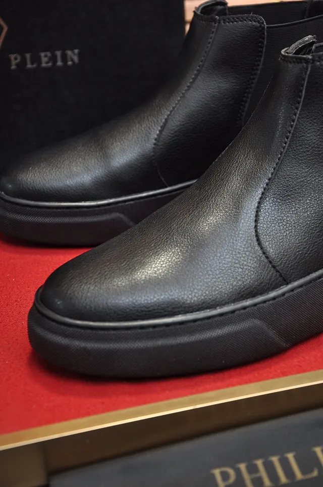 Philipp Plein Skull حذاء تشيلسي جلد أسود 3
