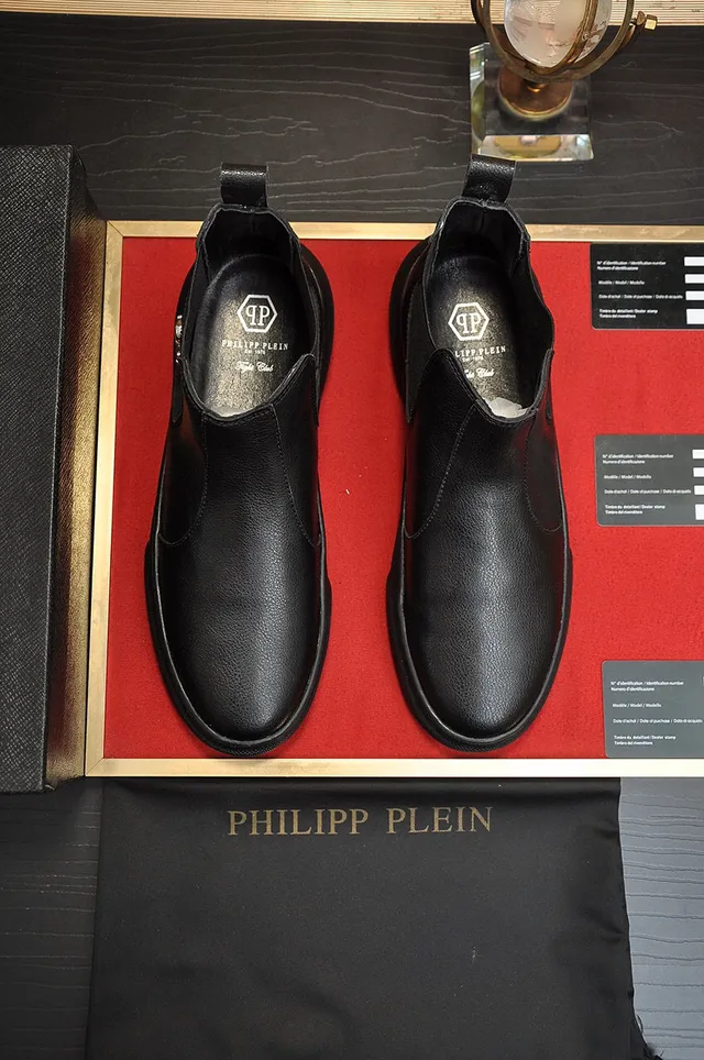 Philipp Plein Skull حذاء تشيلسي جلد أسود 8