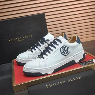 Philipp Plein सफेद और नेवी हैक्सागोनल लॉगो लाइफस्टाइल स्नीकर