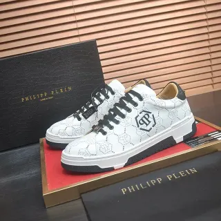Philipp Plein सफेद छिद्रित षट्कोणीय लोगो जीवनशैली स्नीकर