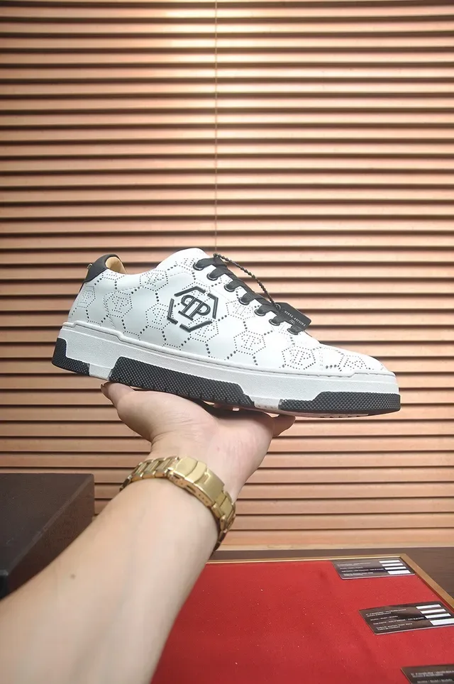 Philipp Plein White Perforated Hex Logo Lifestyle Sneakers 2
