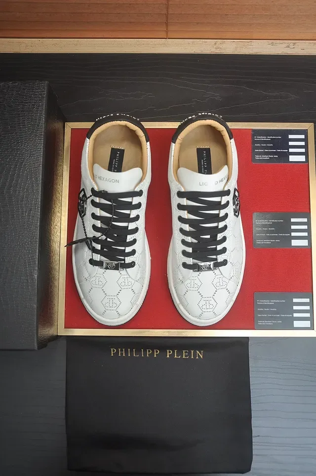 Philipp Plein White Perforated Hex Logo Lifestyle Sneakers 3