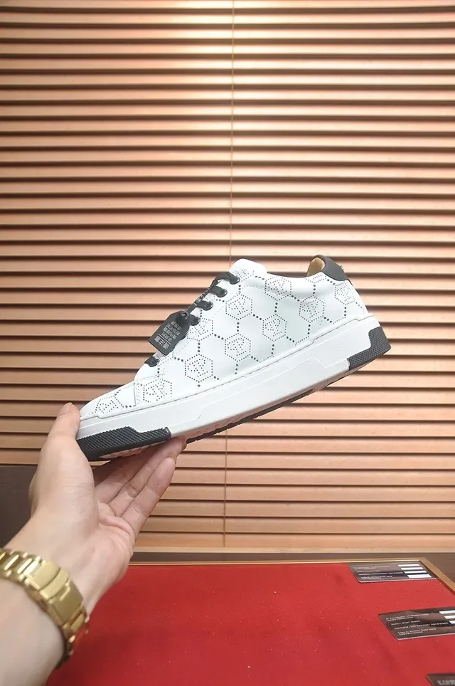 Philipp Plein White Perforated Hex Logo Lifestyle Sneakers 5