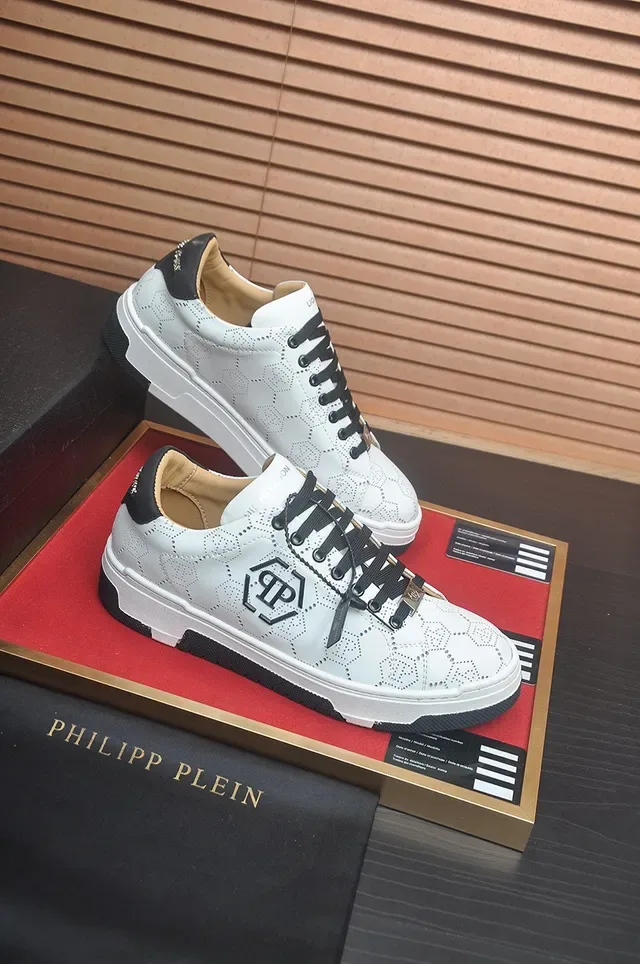 Philipp Plein White Perforated Hex Logo Lifestyle Sneakers 6