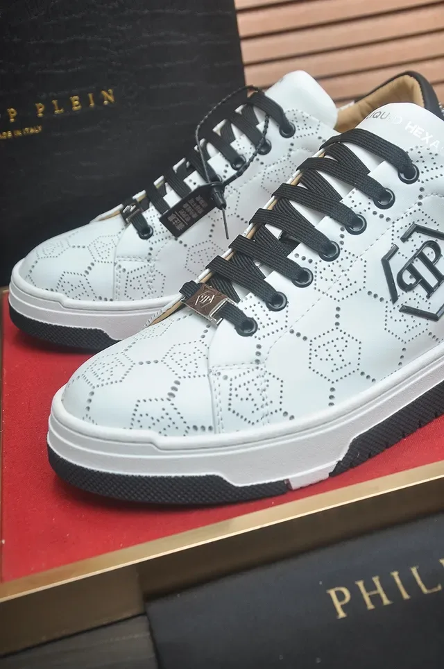 Philipp Plein White Perforated Hex Logo Lifestyle Sneakers 8