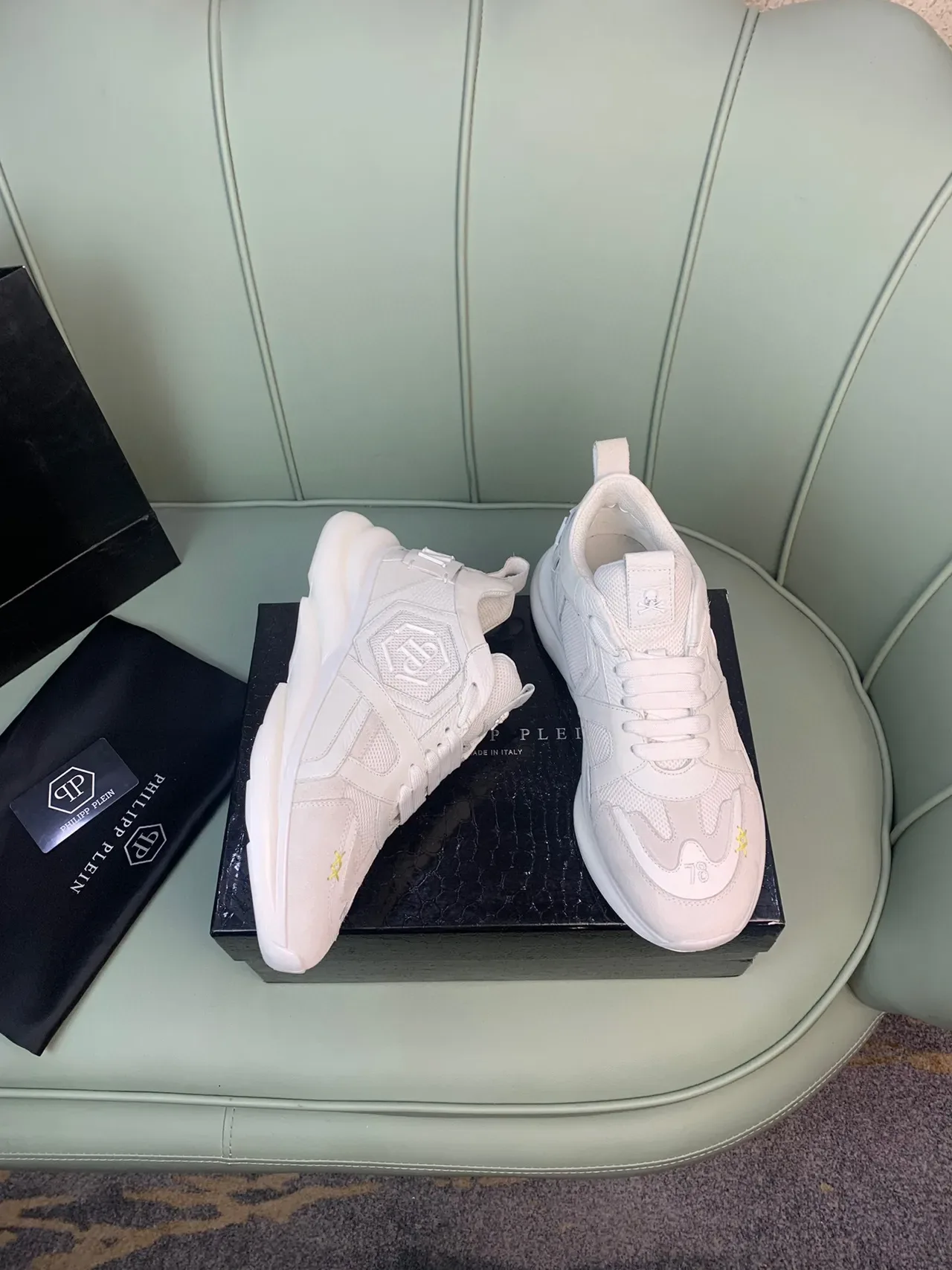 Philipp Plein Sneakers Lifestyle avec Logo Crâne Blanc 7