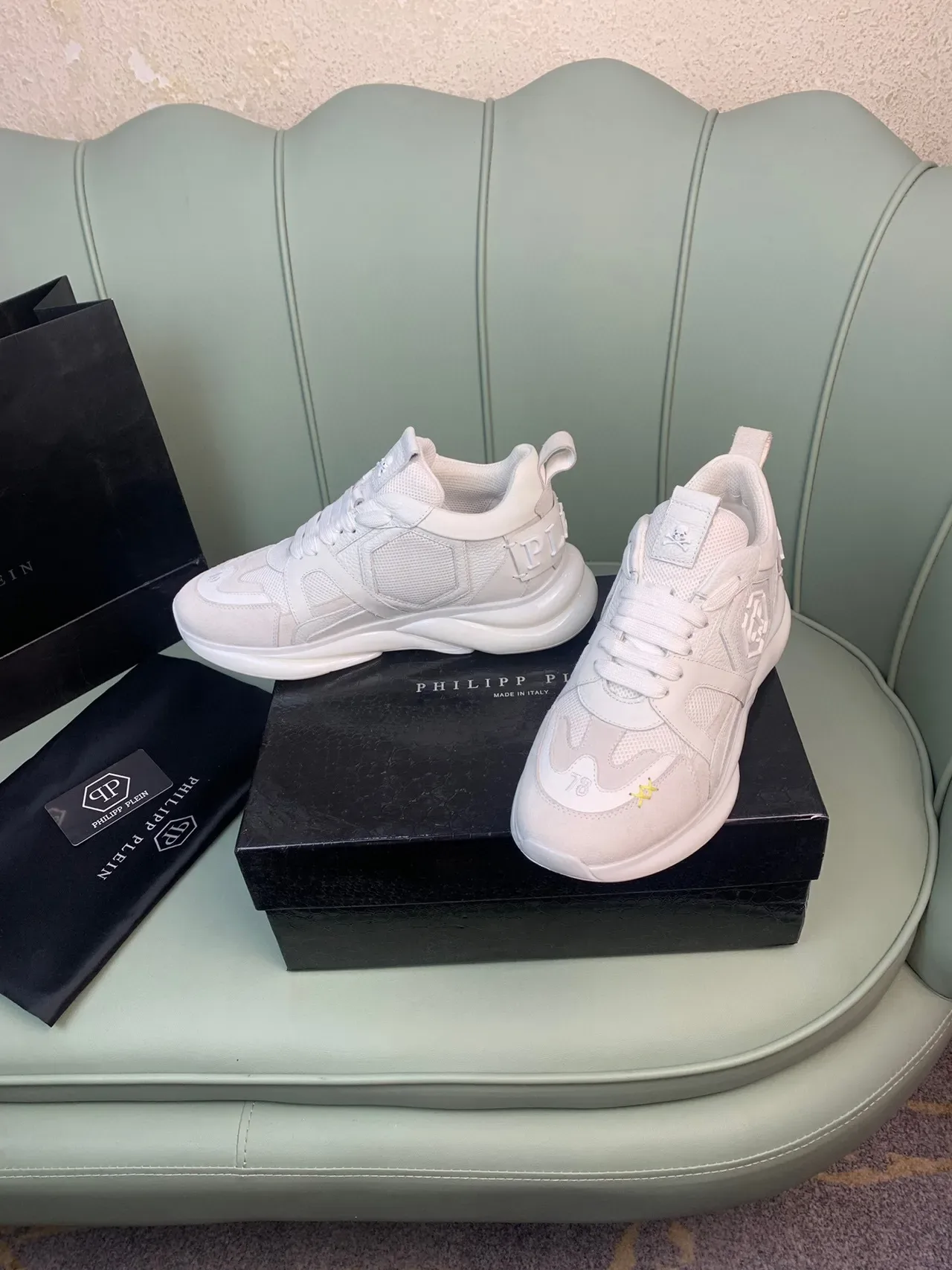 Philipp Plein Sneakers Lifestyle avec Logo Crâne Blanc 8