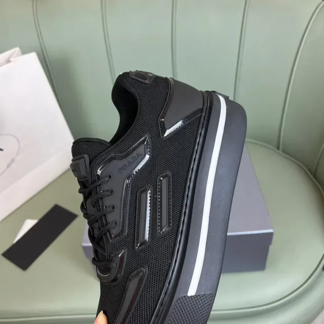 Prada Tênis Lifestyle Todo Preto Malla e Capa Glossy 4