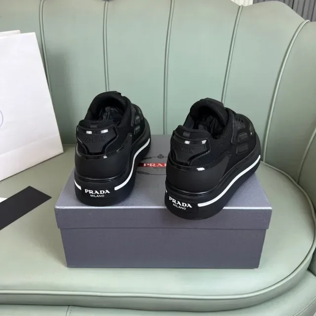 Prada Tênis Lifestyle Todo Preto Malla e Capa Glossy 7