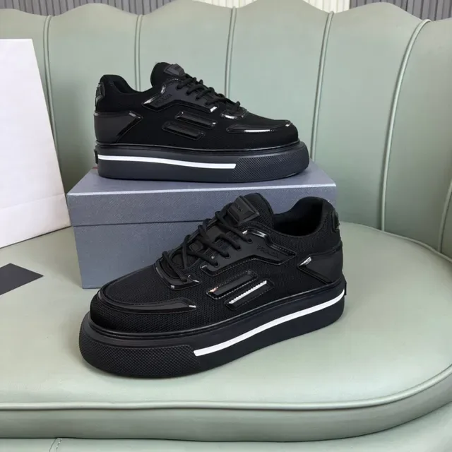 Prada Tênis Lifestyle Todo Preto Malla e Capa Glossy 8