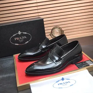 Prada Black Glossy Patent Pointed Toe Leather Shoes