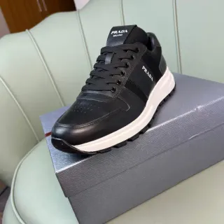 Prada Black Leather and Textile Lifestyle Sneaker