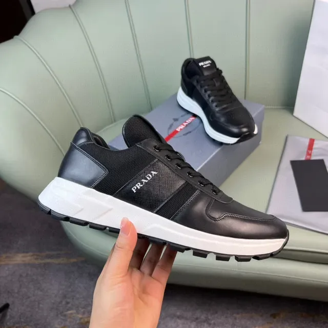 Prada Black Leather and Textile Lifestyle Sneaker 4