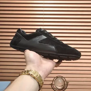 Prada Black Suede and Leather Panelled Lifestyle Sneaker