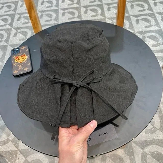 Prada Chapéu Bucket Preto Tecido Texturizado Amassado Coroa Estruturada 4