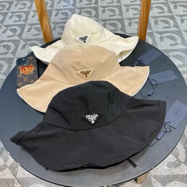 Prada Chapéu Bucket Preto Tecido Texturizado Amassado Coroa Estruturada 6