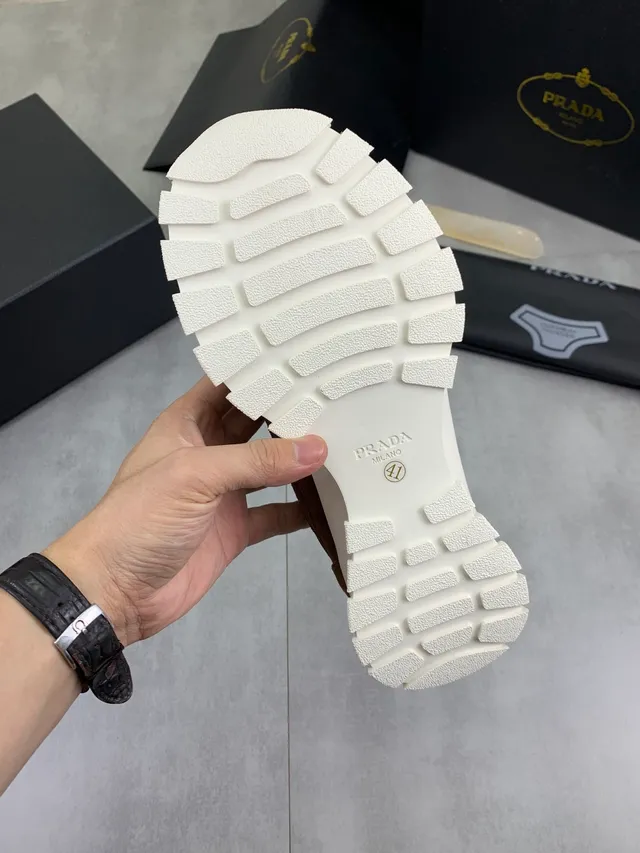 Prada Brown Beige Ridged Sole Suede And Mesh Paneling Chunky Sneakers 2