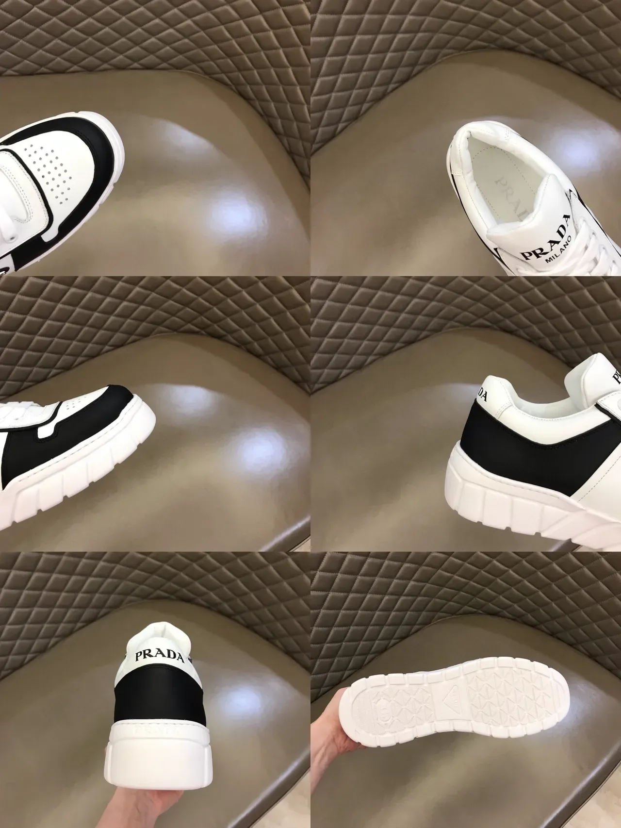 Prada Cloudbust Black and White Panelled Chunky Sneakers 9