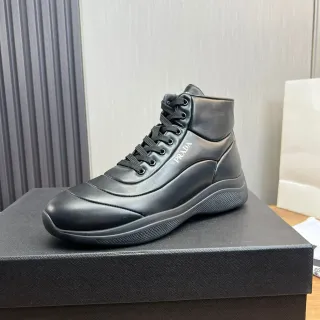 Prada Cloudbust Black Leather High-Top Lifestyle Sneakers