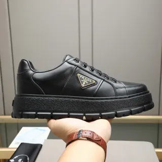 Prada Cloudbust Black Leather Platform Lifestyle Sneakers