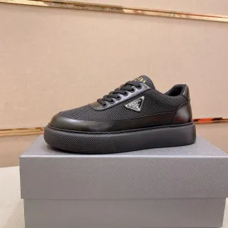 Prada Cloudbust Black Mesh and Leather Platform Lifestyle Sneaker