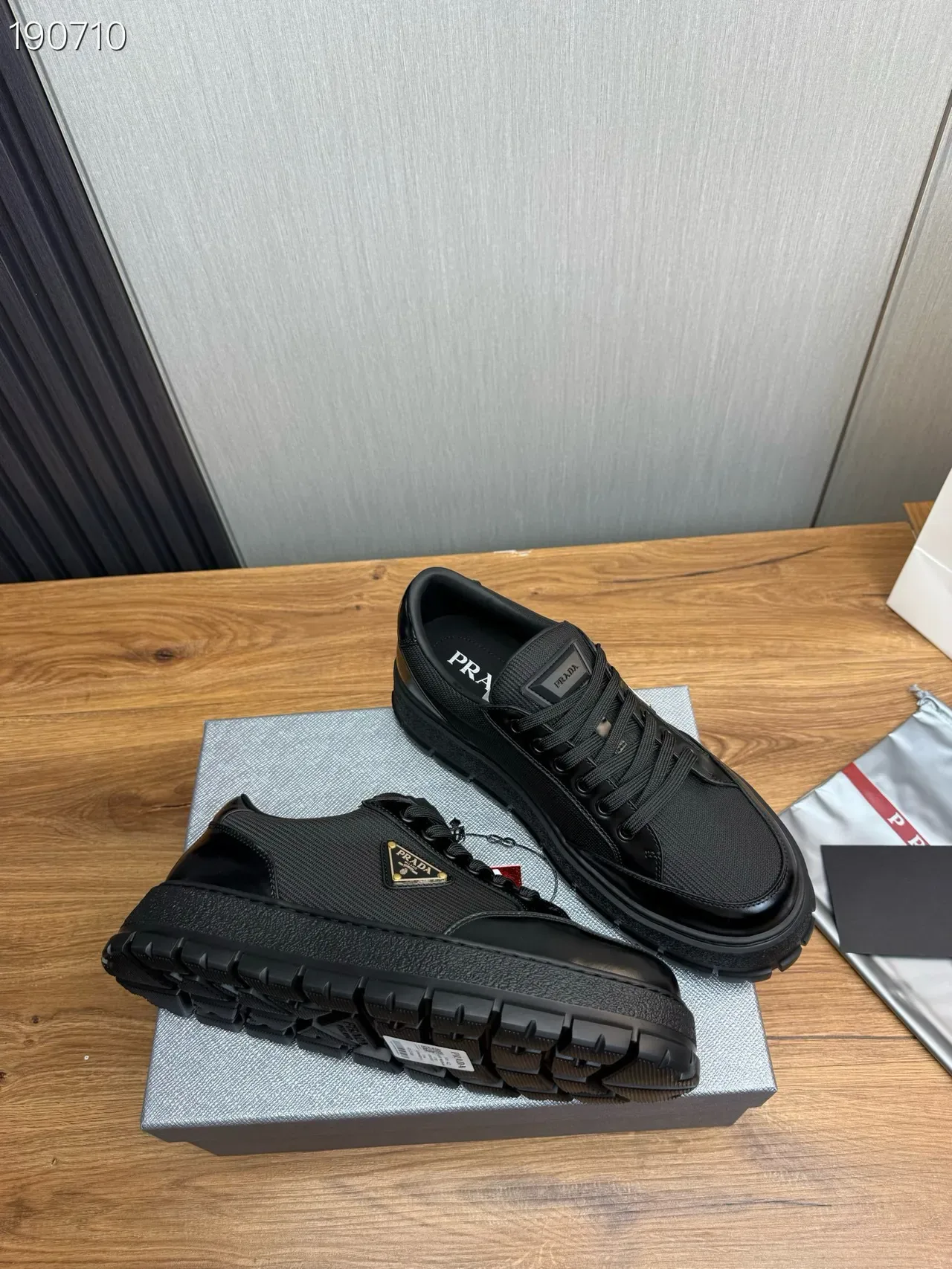 Prada Cloudbust Black Mesh and Patent Leather Lifestyle Sneakers 5