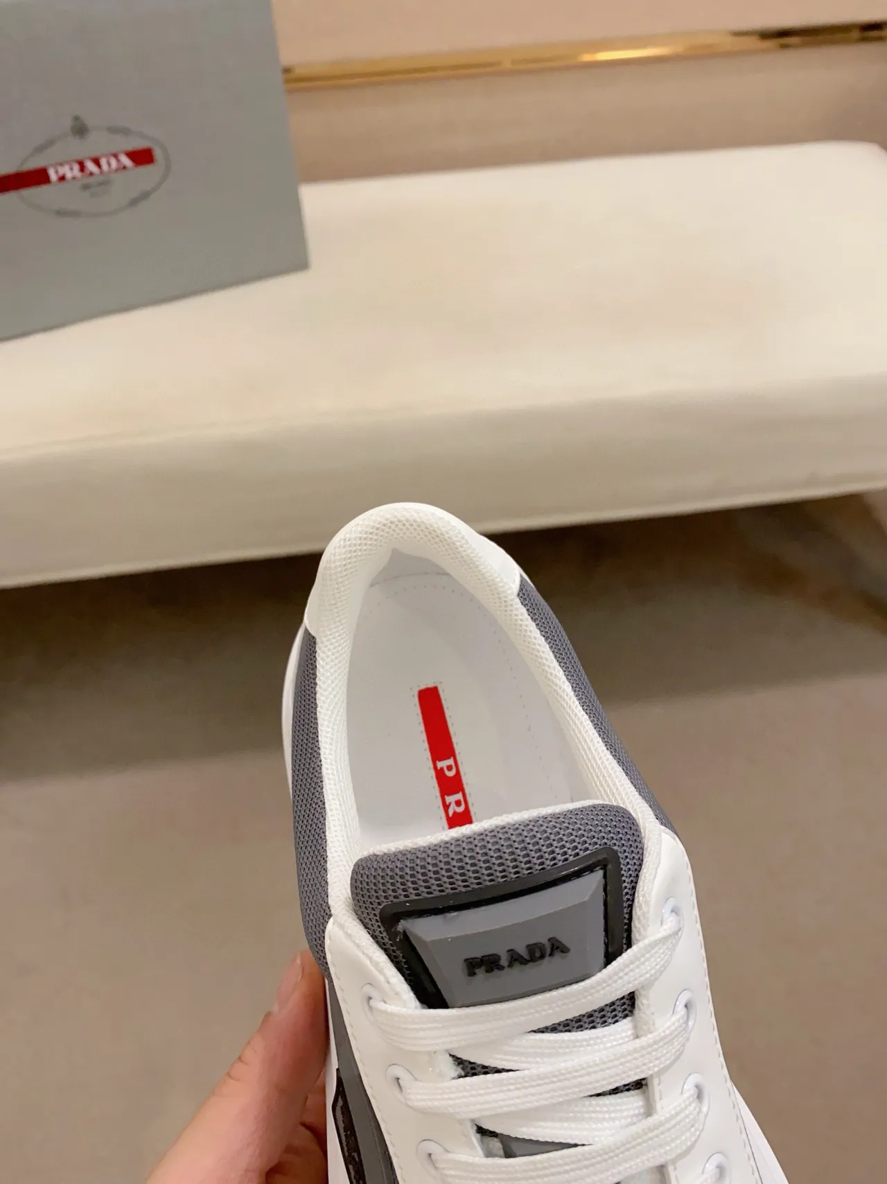 Prada Cloudbust Gray and White Lifestyle Sneakers 4