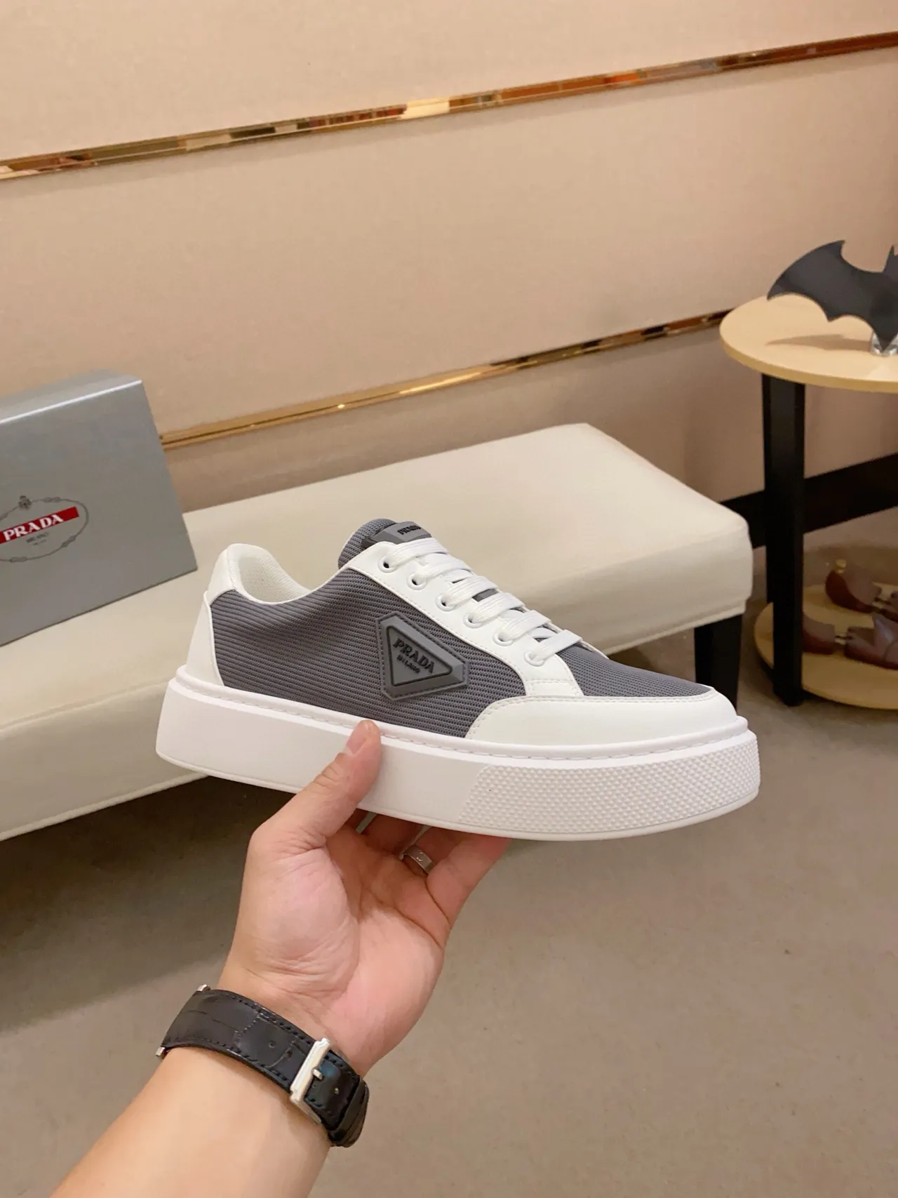 Prada Cloudbust Gray and White Lifestyle Sneakers 5
