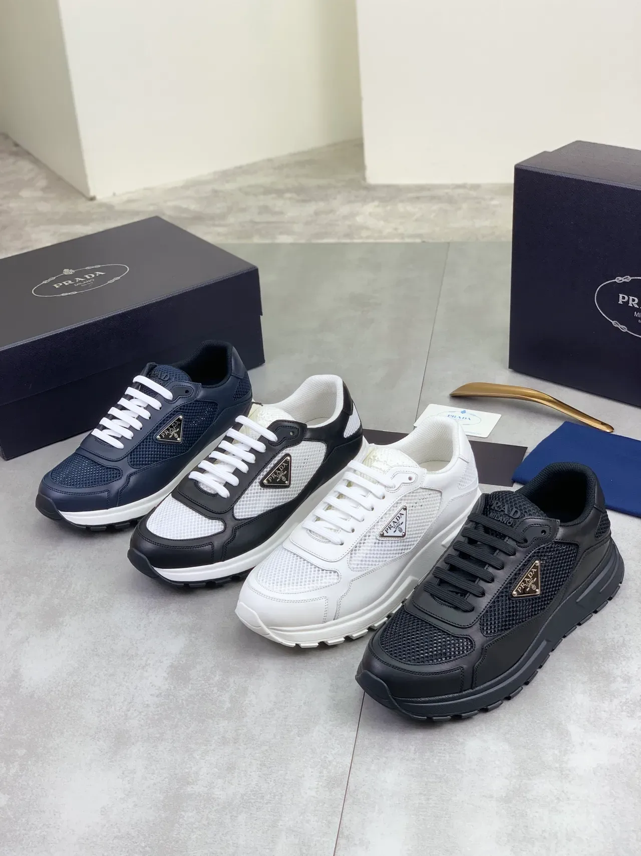 Prada Cloudbust Navy and White Lifestyle Sneakers 2