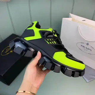 Prada Cloudbust Neon Green and Black Chunky Sneakers