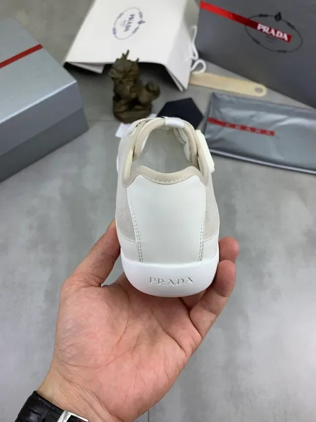 Prada Cloudbust Off-White Mesh and Suede Slip-On Lifestyle Sneakers 3