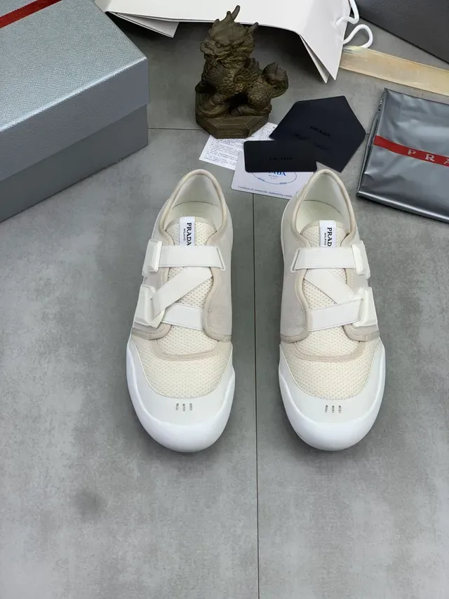 Prada Cloudbust Off-White Mesh and Suede Slip-On Lifestyle Sneakers 5