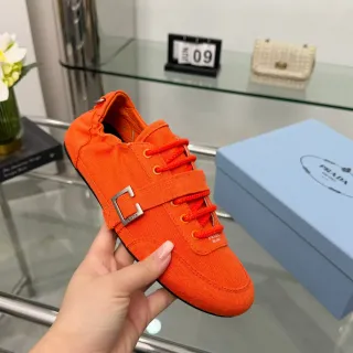 Prada Cloudbust Orange Black Upper Buckle Strap Detail Canvas Shoes