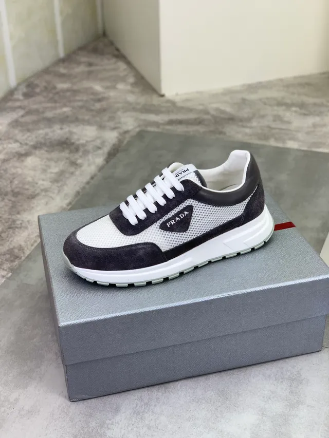 Prada Cloudbust White and Charcoal Gray Lifestyle Sneakers 4