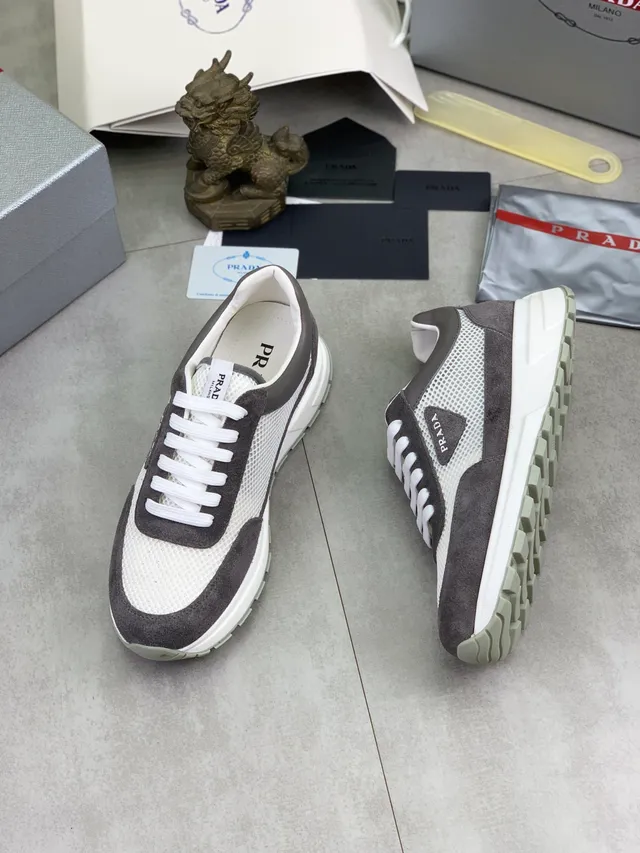 Prada Cloudbust White and Charcoal Gray Lifestyle Sneakers 5